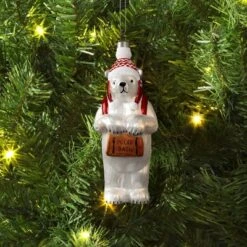 Christmas Glass Delivery Bear Ornament - Wondershopâ˘