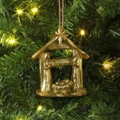 Christmas Gold Resin Nativity Scene Ornament - Wondershopâ˘
