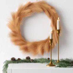 18" Pampas Grass Artificial Christmas Wreath Brown - Wondershopâ˘