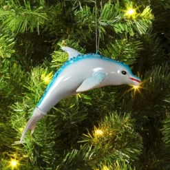 Christmas Glass Dolphin Ornament - Wondershopâ˘