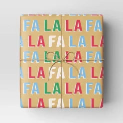 40" 125 Sq Ft Christmas Roll Wrap Multi Fa La La On Brown - Wondershopâ˘