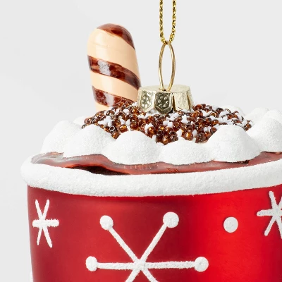 Glass Hot Cocoa Mug Christmas Tree Ornament Red - Wondershop™: Whipped Cream Detail, Indoor Decoration 2 Glass Hot Cocoa Mug Christmas Tree Ornament Red - Wondershop™: Whipped Cream Detail, Indoor Decoration - Image 2