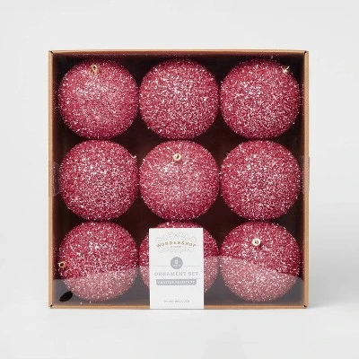 9pc Tinsel Ball Christmas Tree Ornament Set - Wondershop™ 2 9pc Tinsel Ball Christmas Tree Ornament Set - Wondershop™ - Image 2