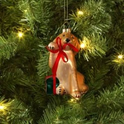 Christmas Glass Dog Ornament - Wondershopâ˘