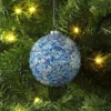 4" Christmas Chunkey Glitter Ball Ornament Dark Blue - Wondershop™