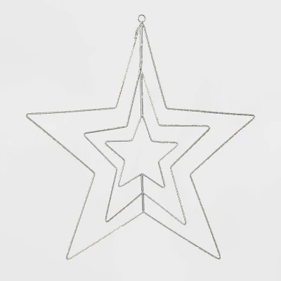 22.5" 287ct LED 3D Silver Star Dewdrop Christmas String Lights Warm White With Silver Wire - Wondershop™ 3 22.5" 287ct LED 3D Silver Star Dewdrop Christmas String Lights Warm White With Silver Wire - Wondershop™ - Image 3