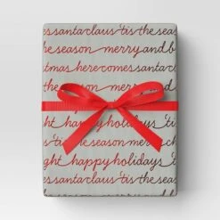 30â 20 Sq Ft Christmas Roll Wrap Holiday Sentiments On Grey - Wondershopâ˘