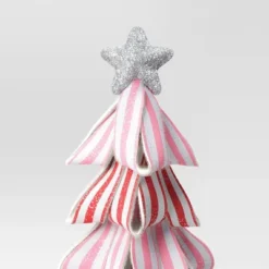 17" Glittered Striped Ribbon Christmas Tree Sculpture - Wondershop™ Pink/Red/White -Wondershop GUEST 1f83c5f5 67ad 4d5a b225 0c2bd28750c2