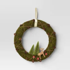 16" Battery Operated Lit Woodland Scene Moss Artificial Christmas Wreath Green - Wondershop™ -Wondershop GUEST 202e8701 8458 4863 b6bc fdb43de32afe