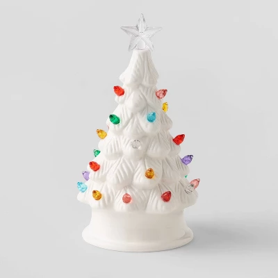 6.875" Battery Operated Lit Ceramic Christmas Tree White - Wondershop™ 1 6.875" Battery Operated Lit Ceramic Christmas Tree White - Wondershop™