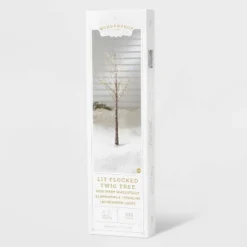 6ft LED Dew Drop Brown Flocked Twig Tree LED Christmas Novelty Sculpture Light Warm White - Wondershopâ˘