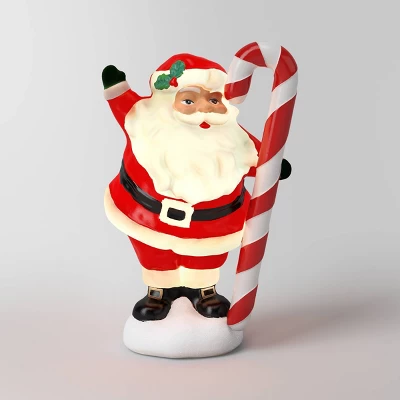12" Battery Operated Lit Santa Figurine With Candy Cane - Wondershop™ 2 12" Battery Operated Lit Santa Figurine With Candy Cane - Wondershop™ - Image 2