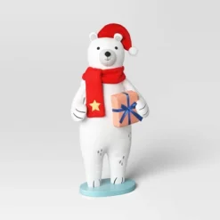23.5" Fabric Polar Bear Holding Gift Animal Statue - Wondershop™ White -Wondershop GUEST 293ae248 0104 41da a102 1180a73922be