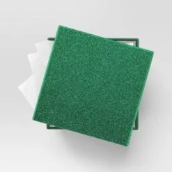 Christmas Wrap Essentials Medium Square Box Green Glitter - Wondershopâ˘