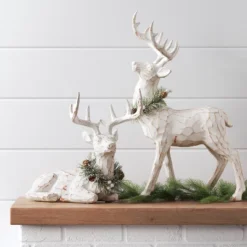 18" Standing Reindeer Animal Sculpture - Wondershop⢠White