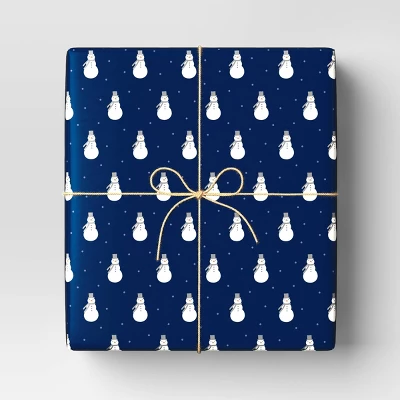 40" 220 Sq Ft Christmas Roll Wrap Snowmen On Navy Blue - Wondershop™ 1 40" 220 Sq Ft Christmas Roll Wrap Snowmen On Navy Blue - Wondershop™