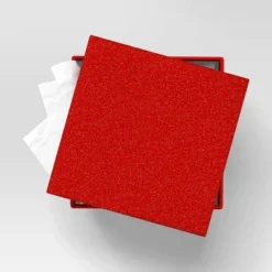 Christmas Wrap Essentials Medium Square Box Red Glitter - Wondershopâ˘