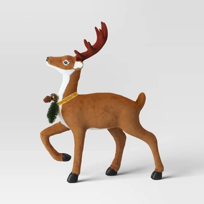 17" Flocked Deer With Greenery Animal Sculpture - Wondershop™ Brown 3 17" Flocked Deer With Greenery Animal Sculpture - Wondershop™ Brown - Image 3