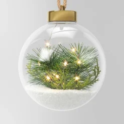Battery Operated LED Globe With Faux Greenery Christmas Novelty Sculpture Light Warm White - Wondershop™ -Wondershop GUEST 62c6e4d6 d0b3 413b a83e ea8f919a5aad