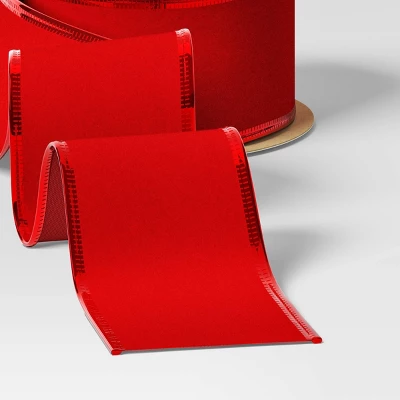 75' Christmas Velvet Ribbon Red With Metallic Edge - Wondershop™ 2 75' Christmas Velvet Ribbon Red With Metallic Edge - Wondershop™ - Image 2