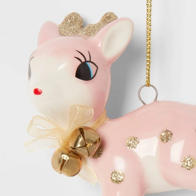 Retro Deer Christmas Tree Ornament Pink/Gold - Wondershop™: Ceramic Holiday Decor, Indoor Unlit Animal Theme 2 Retro Deer Christmas Tree Ornament Pink/Gold - Wondershop™: Ceramic Holiday Decor, Indoor Unlit Animal Theme - Image 2