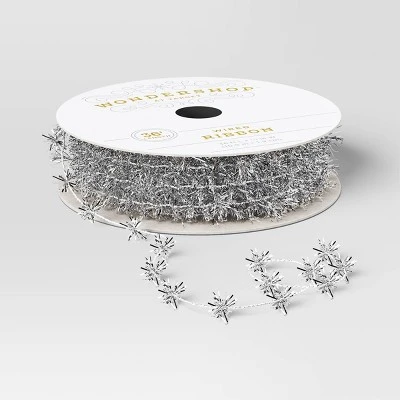 36' Christmas Tinsel Ribbon Silver - Wondershop™ 2 36' Christmas Tinsel Ribbon Silver - Wondershop™ - Image 2