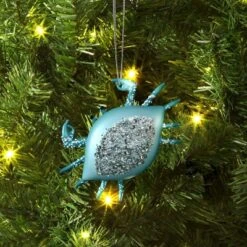 Christmas Glass Crab With Sequin Ornament - Wondershopâ˘