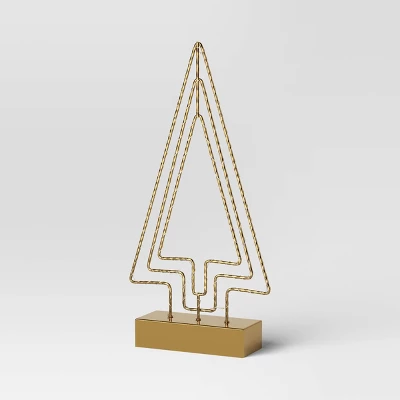 16.25" Battery Operated Lit Wire Christmas Tree Sculpture - Wondershop™ Gold 3 16.25" Battery Operated Lit Wire Christmas Tree Sculpture - Wondershop™ Gold - Image 3