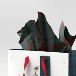 30ct Christmas Tissue Paper Green Plaid/Red/White - Wondershopâ˘
