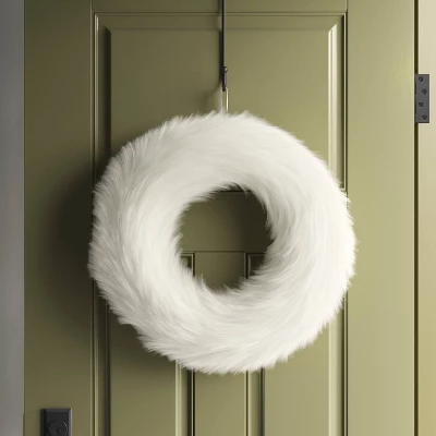 22" Faux Fur Christmas Decorative Wreath White - Wondershop™ 1 22" Faux Fur Christmas Decorative Wreath White - Wondershop™