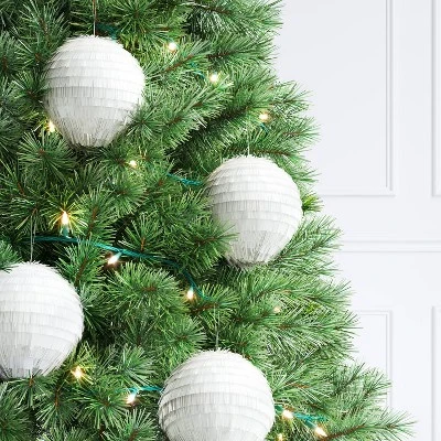 4ct 150mm Christmas Ornament Set White Fringe - Wondershop™ 1 4ct 150mm Christmas Ornament Set White Fringe - Wondershop™