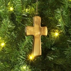 Christmas Ceramic Gold Cross Ornament - Wondershopâ˘