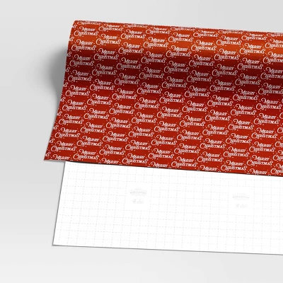 30” 20 Sq Ft Christmas Roll Wrap White Merry Christmas On Red - Wondershop™ 2 30” 20 Sq Ft Christmas Roll Wrap White Merry Christmas On Red - Wondershop™ - Image 2