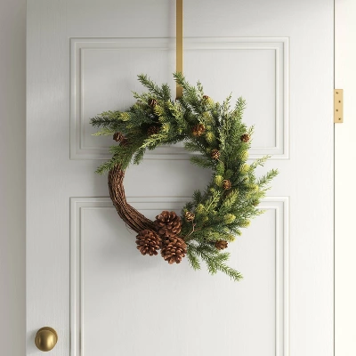 20" Mixed Greenery With Pinecones And Vine Artificial Christmas Wreath Green - Wondershop™ 1 20" Mixed Greenery With Pinecones And Vine Artificial Christmas Wreath Green - Wondershop™