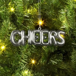 4" Christmas Metallic Words Ornament Silver Cheers - Wondershop™