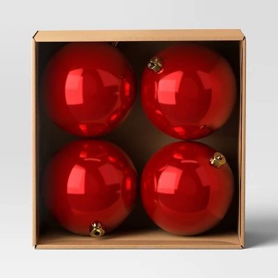 4ct 150mm Christmas Ornament Set Red - Wondershop™ 2 4ct 150mm Christmas Ornament Set Red - Wondershop™ - Image 2