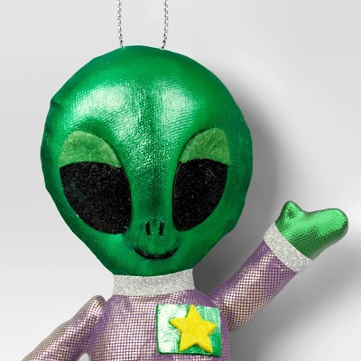 5.25" Christmas Fabric Metallic Alien Ornament - Wondershop™ 2 5.25" Christmas Fabric Metallic Alien Ornament - Wondershop™ - Image 2