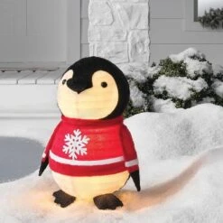 24" LED Penguin Wearing Snowflake Sweater Christmas Novelty Sculpture Light Warm White Lights - Wondershopâ˘