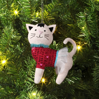 4" Christmas Sweater Cat Ornament - Wondershop™ 1 4" Christmas Sweater Cat Ornament - Wondershop™