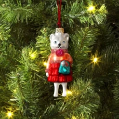 Christmas Glass Dressed White Cat Ornament - Wondershopâ˘