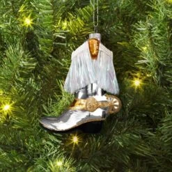 Christmas Glass Cowboy Boot Ornament - Wondershopâ˘