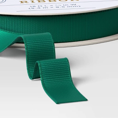 18' Christmas Fabric Ribbon Green Grosgrain - Wondershop™ 2 18' Christmas Fabric Ribbon Green Grosgrain - Wondershop™ - Image 2
