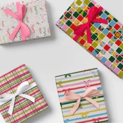 4 Pk Christmas Velvet Ribbon Pink/White Luxe - Wondershopâ˘