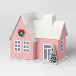 12pc Battery Operated Glittered Paper Christmas Village Set With Bottle Brush Trees And Snowmen - Wondershop™ White/Pink/Blue -Wondershop GUEST ab1a6865 f950 4ac9 b569 4de0e88b434e