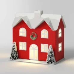 12pc Battery Operated Glittered Paper Christmas Village Set With Bottle Brush Trees And Snowmen - Wondershop™ White/Pink/Blue -Wondershop GUEST af76c2c8 09d0 4777 81a5 5d85296a0f43