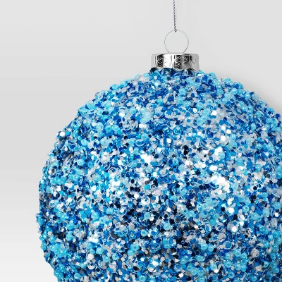 4" Christmas Chunkey Glitter Ball Ornament Light Blue - Wondershop™ 2 4" Christmas Chunkey Glitter Ball Ornament Light Blue - Wondershop™ - Image 2