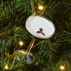 Glass Espresso Martini Cocktail Christmas Tree Ornament Brown - Wondershopâ˘: Festive Indoor Decoration, 3.5"