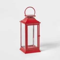 17" Decorative Metal Christmas Lantern Red - Wondershopâ˘