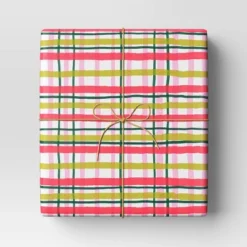 30â 20 Sq Ft Christmas Roll Wrap Pink/Green Plaid - Wondershopâ˘