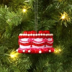 Christmas Resin Heart Cake Ornament Pink/Red - Wondershopâ˘